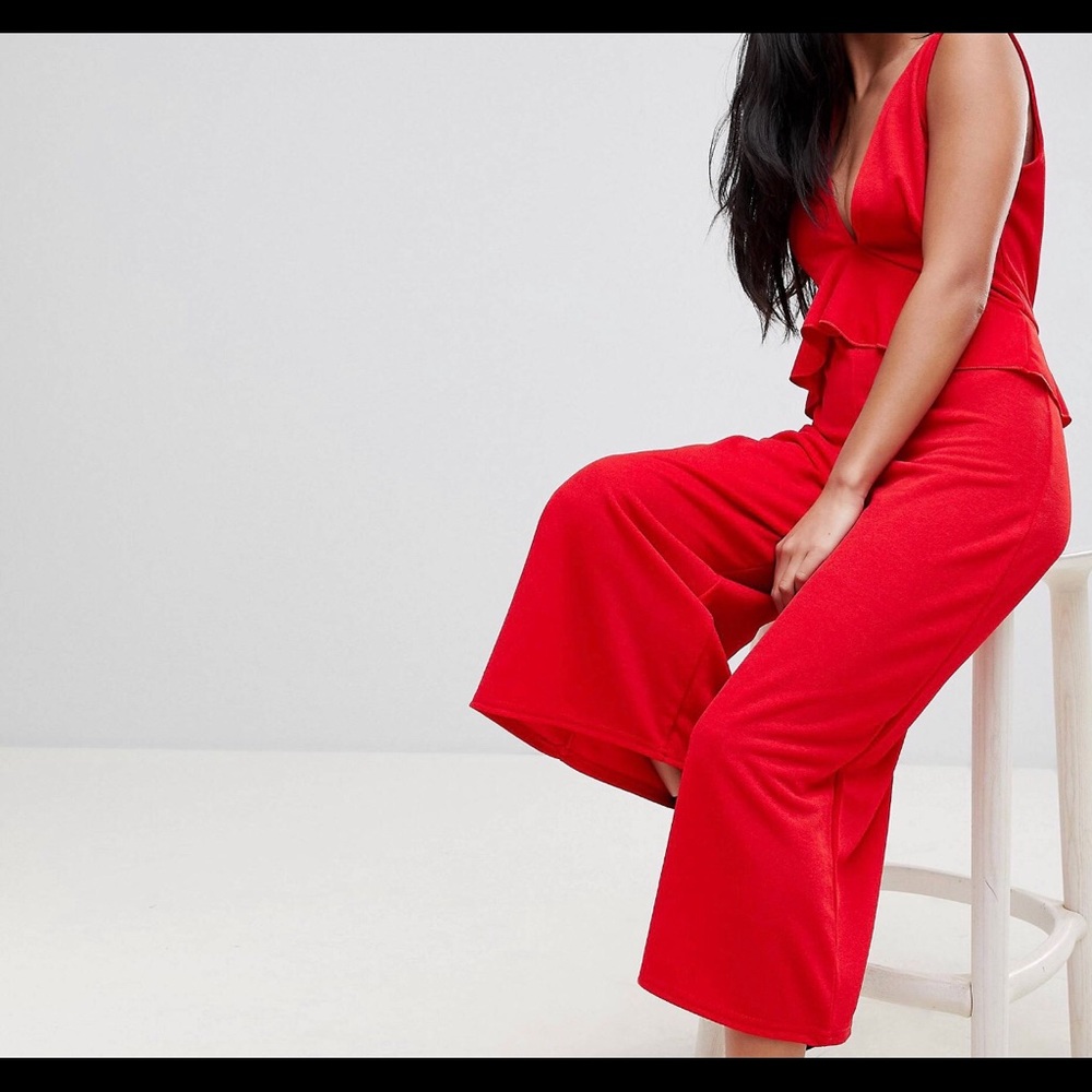 Plunge culottes jumpsuit